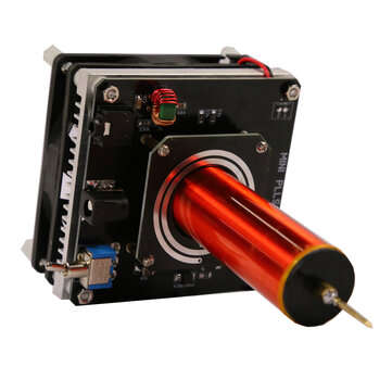 DIY Mini Tesla Coil Music 2A 3.5MM Audio Input Support Cellphone Play Music 24V Fan