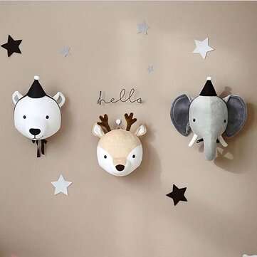 3D Plush Animal Heads Elephant Bear Deer Wall Decor for Children Christmas Birth... (ANIMAL: RABBIT)