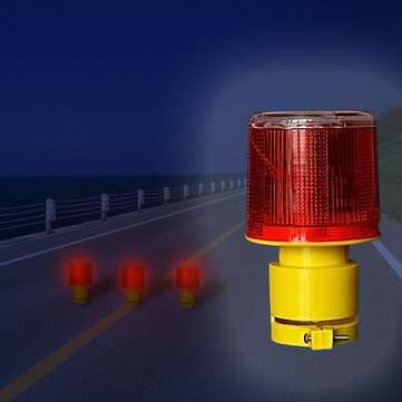 Solar Powered Traffic Warning Light LED Safety Signal Beacon Emergency Alarm Lamp (COLOR.: RED)