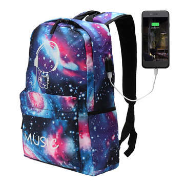 Outdoor Night Luminous Backpack USB Oxford School Bag Shoulder Bag Waterproof Handbag (SIZE.: M)