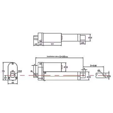 DANIU 200mm Stroke 750N Load Mini Electric Actuator Linear Tubular Motor Motion 12V DC