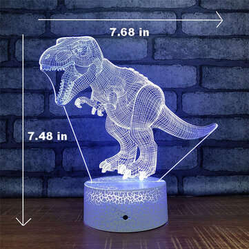 USB/Battery Powered 3D Children Kids Night Light Lamp Dinosaur Toys Boys 16 Colors Changing LED Remo