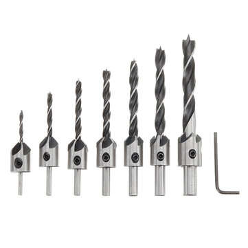 Drillpro 25pcs Woodworking Chamfer Countersink Drill Bit Set Step Drill Bits 5 Flute 90 Degree Count
