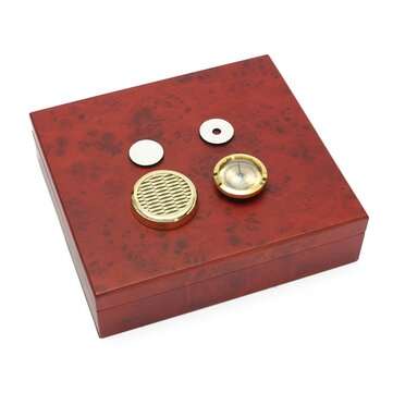 LUXFO LF1001 Brown Cedar Wood Lined Cigar Humidor With Hygrometer Box