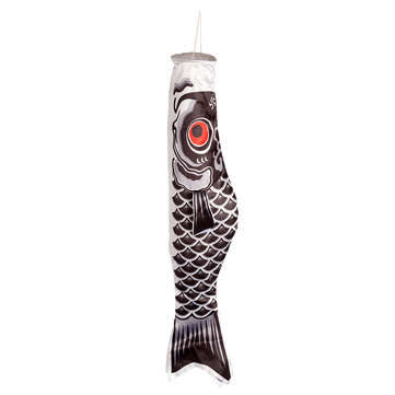 100cm Koi Nobori Carp Wind Sock Koinobori Fish Kite Flag Hanging Decor (COLOR.: BLACK)