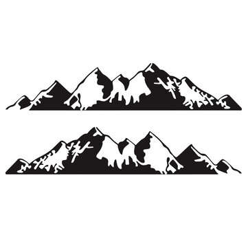 2PCS Mountain Stickers Side Body Decal For Camper RV Van Car SUV Caravan (COLOR: BLACK)