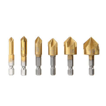 Drillpro 25pcs Woodworking Chamfer Countersink Drill Bit Set Step Drill Bits 5 Flute 90 Degree Count