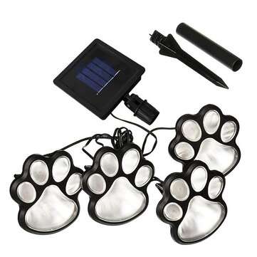 LED Cat Claw Print Solar Lawn Lights Dog Cat Puppy Animal Garden Lights Lamp for Pathway Lawn Yard O