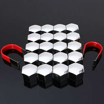 20Pcs Universal 19mm Car Wheel Bolt Nut Caps Cover ABS Plastic with 2Pcs Removal... (COLOR.: CHROME)