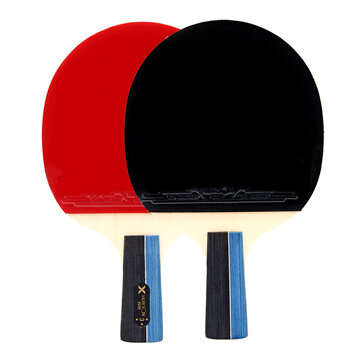 1 Pair Table Tennis Racket Wood Rubber Long/Short Handle Paddle Outdoor Sport Training ... (TYPE: C)