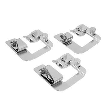 3pcs Wide Hem Roller Foot Presser 13/19/25mm Domestic Sewing Machine Part Set