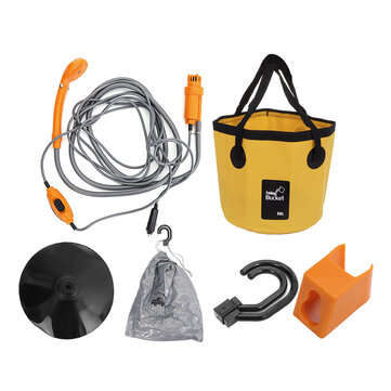 12V Camping Shower 20L Folding Bucket Bag Portable Car Washer High Pressure Power... (COLOR: YELLOW)