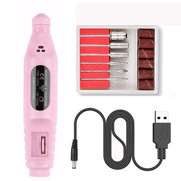 USB Portable Electric Nail Polisher Pen Nail Manicure Sharpener Nail Drill Machine (COLOR: PINK)