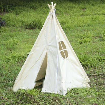 51`` White Height Canvas Kids Play Teepee Tent for Aged More Than 3 Years Old Playing Taking Picture