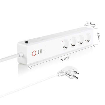 XENON WiFi Smart Power Strip 16A Multiple Outlet Extension Cord with 2 * USB Ports / 4 * AC Outlets