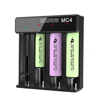3.7V-4.2V LED Power Indicator TC/CC/CV 3Modes USB Rechargeable 4Slots Lithium Battery Charger 18650/