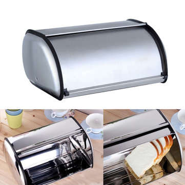 342114.5cm Stainless Steel Bread Box Storage Bin Keeper Food Kitchen Container