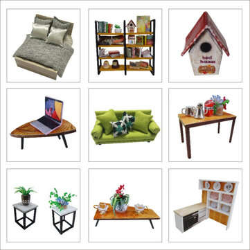 Loft Apartments Miniature Dollhouse Wooden Doll House Furniture LED Kit Christmas Birthday Gifts