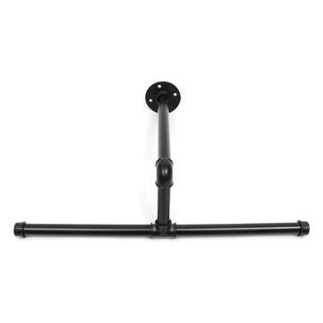 Industrial Iron Pipe Clothes Coat Hanger Rack Steampunk Antique Wall Shelf Bracket