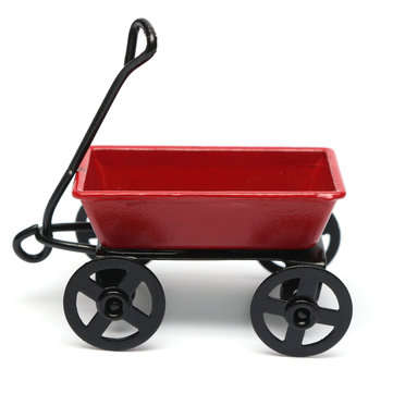 Dollhouse Metal Miniature Toy Red Small Pulling Cart Garden Furniture Accessories