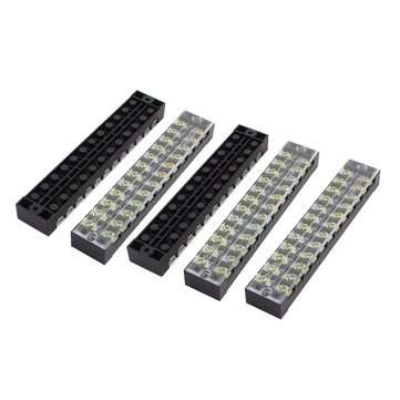 TB-2512 600V 25A 12 Position Terminal Block Barrier Strip Dual Row Screw Block Covered W/ Removable