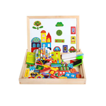 Children`s Magnetic Puzzle Double-sided Puzzle Drawing Board Early Childhood Educatio... (NUMBER: A)