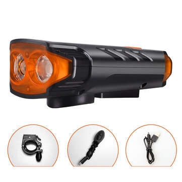 XANES 5-Modes 2*T6 LED Solar Bicycle Headlights 6-Horns Sounds Waterproof Bike ... (COLOR: ORANGE)