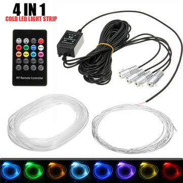 RGB LED Car Interior Atmosphere Lamp Optical Fiber Neon EL Strip Light Kit Phone APP... (TYPE: 4IN1)