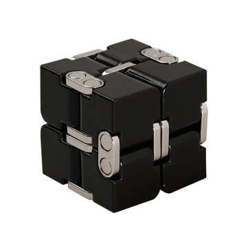 Premium Aluminium Alloy Infinity Cube Deformation Magical Cube Fidget Toys EDC St... (COLOR.: BLACK)