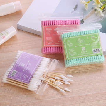 100pcs/ Pack Double Head Cotton Swab Disposable Women Makeup Cotton Buds Tip For ... (COLOR.: WHITE)