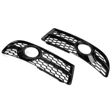 Glossy Black Honeycomb Fog Light Grille Cover For Audi A4 B7 S-Line S4 2005-2008