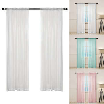 Net Curtain Tulle Voile Modern Window Sheer Drape Panel for Home Bedroom L... (COLOR&SIZE: BLUE1*2M)