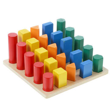 Kids Wooden Geometric Toys Shape Color Cognition Hand Eye Coordination Training Early Educational Pu