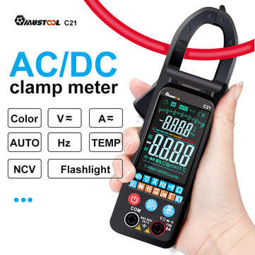 MUSTOOL C21 AC/DC Current Voltage Digital Clamp Meter Large Color Screen NCV 6000 Counts True RMS Au