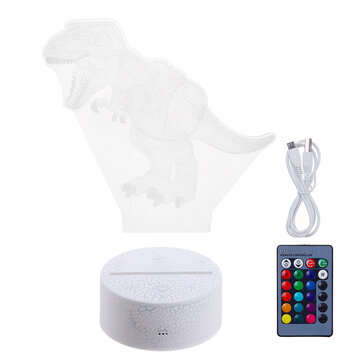 USB/Battery Powered 3D Children Kids Night Light Lamp Dinosaur Toys Boys 16 Colors Changing LED Remo