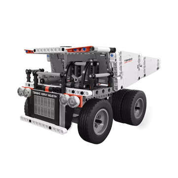ONEBOT White Mine Truck Car 500+ Pcs Mechanical Transmission Control and Tipping Bucket Lifting Syst