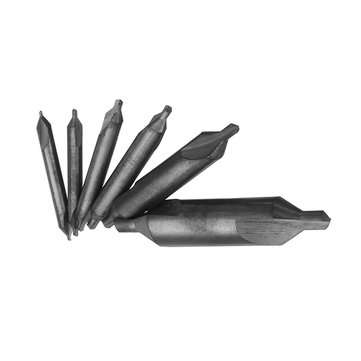 Drillpro 6pcs 1/1.5/2/2.5/3/5mm Nitride Center Drills 60 Degree HSS Countersink Drill