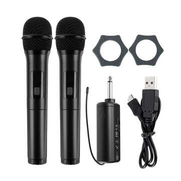 Gitafish K380K UHF Wireless Dual HandHeld Microphone System/LCD Display + Rechargeable Receiver
