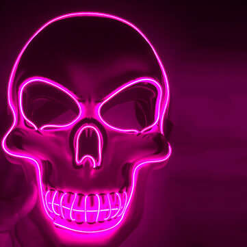 Halloween Skeleton Mask LED Scary EL-Wire Mask Light Up Festival Cosplay Costume S... (COLOR.: PINK)