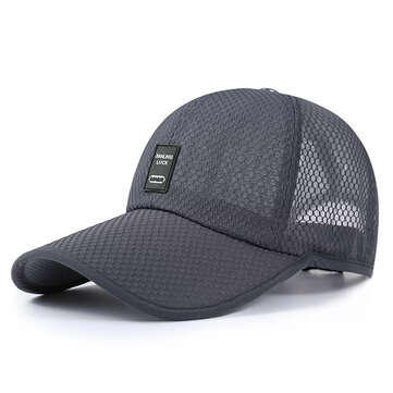 Outdoor Quick Dry Snapback Baseball Cap Summer Net Hat Casual Breathable Solid ... (COLOR: DARKGREY)
