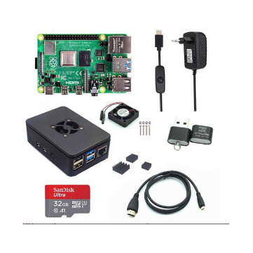 Catda 2GB RAM Raspberry Pi 4B +Black Cover Box + Power Supply + 32... (CAPACITY: 64G | PLUG: EUPLUG)