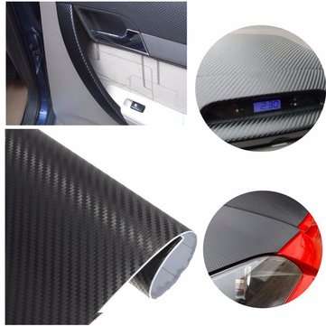 3D Carbon Fiber Vinyl Car Wrap Sheet Roll Film Sticker Decal DIY 100"x12" Black