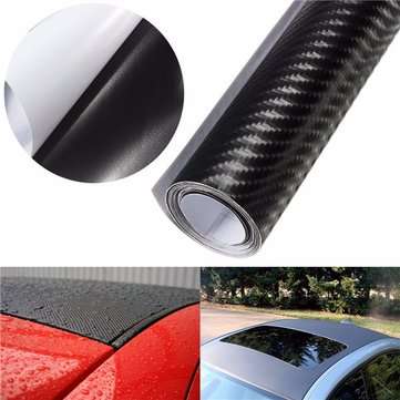 3D Carbon Fiber Vinyl Car Wrap Sheet Roll Film Sticker Decal DIY 100"x12" Black