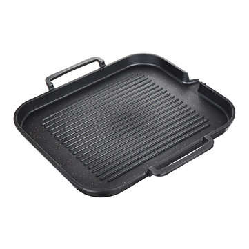 BBQ Grill Pan Non-stick Cooking Grill Pan Iron Steak Frying Pan Camping Picnic Cookware