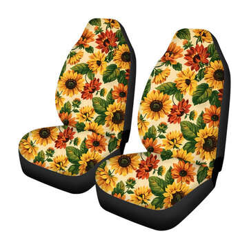 2Pcs Universal Sun Flower Printed Car Seat Covers Front Row Set Car Protector (TYPE: 4)