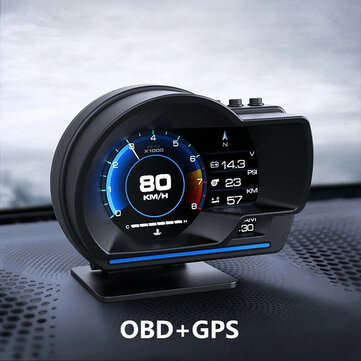 Smart Car OBD2 GPS Gauge HUD Head-Up Digital Display Speedometer Turbo RPM Alarm