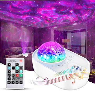 Spaceship Bedside Starry Star Projector Night Lamp Universe Star Sky Ocean Wave Pr... (COLOR: WHITE)