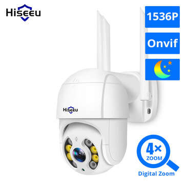 Hiseeu 3MP WiFi IP PTZ 1536p Dome ONVIF High Speed Security DSD Waterproof SD Card IP Camera Wireles