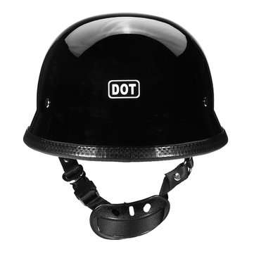 DOT German Style Motorcycle Half Face Helmet Motocross Bike Matte Black M/L/XL (SIZE: M)