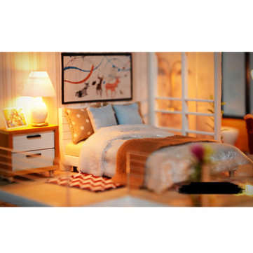 Loft Apartments Miniature Dollhouse Wooden Doll House Furniture LED Kit Christmas Birthday Gifts
